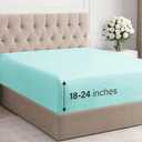 Extra Deep King Fitted Sheet - Hotel Luxury Single Fitted Sheet Only - Easily Fits 18 inch to 24 inch Mattress - Ultra Soft, Wrinkle & Fade Free w/Extra Deep Pockets - Breathable & Comfy - Spa Blue