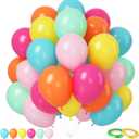 Rainbow Balloons, 12 Inch 50pcs Multicolor Rainbow Balloon Teal Blue Green Yellow Orange Hot Pink Latex Ballons for Birthday Wedding Baby Shower Engagement Decoration Party Supplies