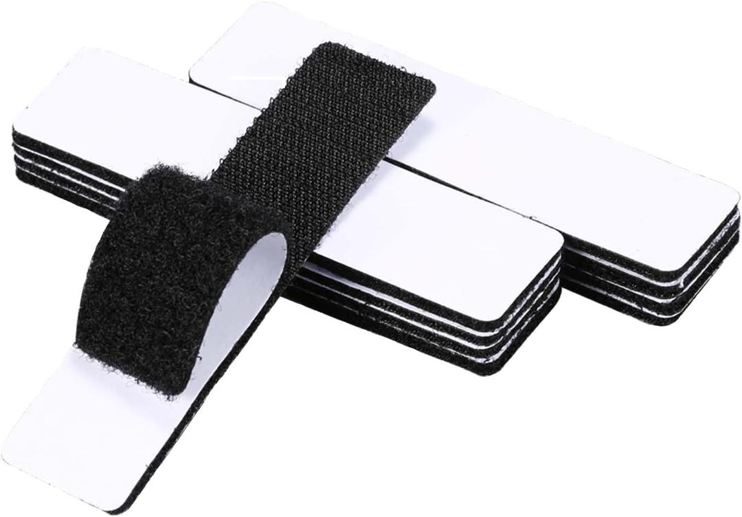 noot products 20 Sets 1x4 Inch Hook and Loop Fastener Strips with Adhesive Heavy Duty Double Sided Sticky Picture Hanging Wall Mounting Tape for Home and Office Use, Black