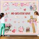 Glenmal Christian Valentine's Day Bulletin Board Set Watercolor No Greater Love John 15:13 Classroom Decoration Inspirational Bible Verse Cross Heart Cutouts for Sunday School VBS Chalkboard Decor