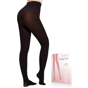Fleece Lined Tights Women,Warm Pantyhose Leggings Women,Fake Translucent Thermal Skin Colored Tights Winter. Large