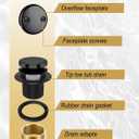 All Metal Tip Toe Bathtub Drain Set, Drain Conversion Kit Assembly with 2-Hole Overflow Faceplate, Replacement Bath Tub Plug Trim Kit with Universal Fine/Coarse Thread(Black)