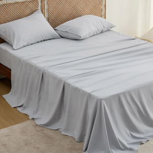 Bedsure Cooling Queen Sheet Set, Blend of Rayon Derived from Bamboo Sheets, Breathable Soft & Silky, GentleSoft™ Hotel Luxury Bedding Set, Deep Pocket Bedsheets for Hot Sleepers - Grey