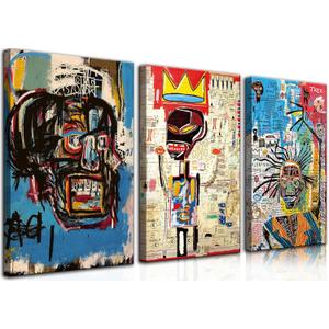 3 Pcs of Street Art Blue Graffiti Wall Decor Print Modern Artist Aesthetics Canvas Paintings Artwork Abstract Picture Poster Man Cave Living Room Bedroom Bathroom Office Home Decorations Ready To Hang (24"Hx16"W3pcs, Framed)