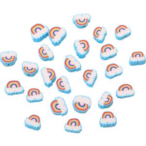 100pcs Blue Rainbow Polymer Clay Spacer Beads for Women Jewelry Making DIY Bracelet Necklace Hair Clip Accessories (Rainbow)