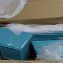 TP 12-Piece Melamine Dinnerware Sets, Plates and Bowls Dishes Set for 4, Break-Resistant & Non-Microwavable, Lightweight Square Dinner Plates, Teal