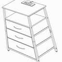 WLIVE Black Nightstand, Night Stand with 3 Fabric Drawers, Small Dresser for Bedroom, Bedside Tables for Small Spaces, Dorm, Wood Top, 43 x 33 13.5 CM