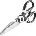 2 x Heavy Duty Scissors - Sharp Poultry Shear All Purpose with Ergonomic Non-Slip Handle, Stainless Steel Dishwasher Safe, Premium Cutting Utility Scissors for Kitchen Garden Office Craft Workshop (Black)
