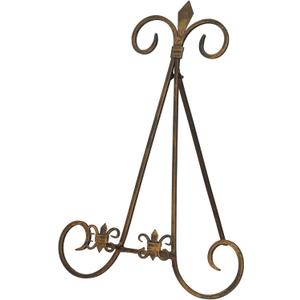 Deco 79 Metal Scroll Display Easel Tabletop Easel with Foldable Stand, Display Stand 11" x 10" x 14", Gold (16")