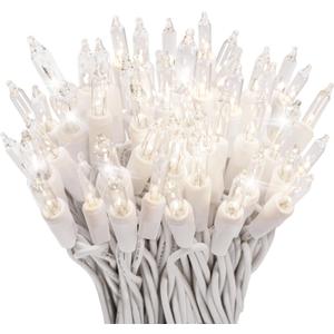 612 Vermont 100 Clear Christmas Twinkle Lights on White Wire, 12 of 100 Lights Twinkle, Indoor and Outdoor Use, Connect up to 4 Sets End to End, Lighted Length 20.6, Total Length 21.8