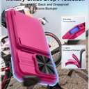 BXYJY for iPhone 16 Pro Wallet Case with Credit Card Holder (4-5 Cards), Military Grade Protection, Slide Camera Cover, Hard Rugged Women Girly Men Protective Phone Case for iPhone 16 Pro, Hot Pink