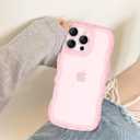 IAIYOXI Matte Case for iPhone 16 Pro Max, Cute Wave Frame Design Translucent Clear Back Phone Cover, [Full Camera Protection], Silicone Bumper Military Grade Protective for Women Girls, Pink