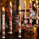 Lebaley 6 PCS Fall Flameless Taper Candle LED 10.6 Inch Fall Taper Candles Battery Operated Candlesticks Fall Candle for Thanksgiving Harvest Wedding Birthday Home Party Dinner Fireplace Decor