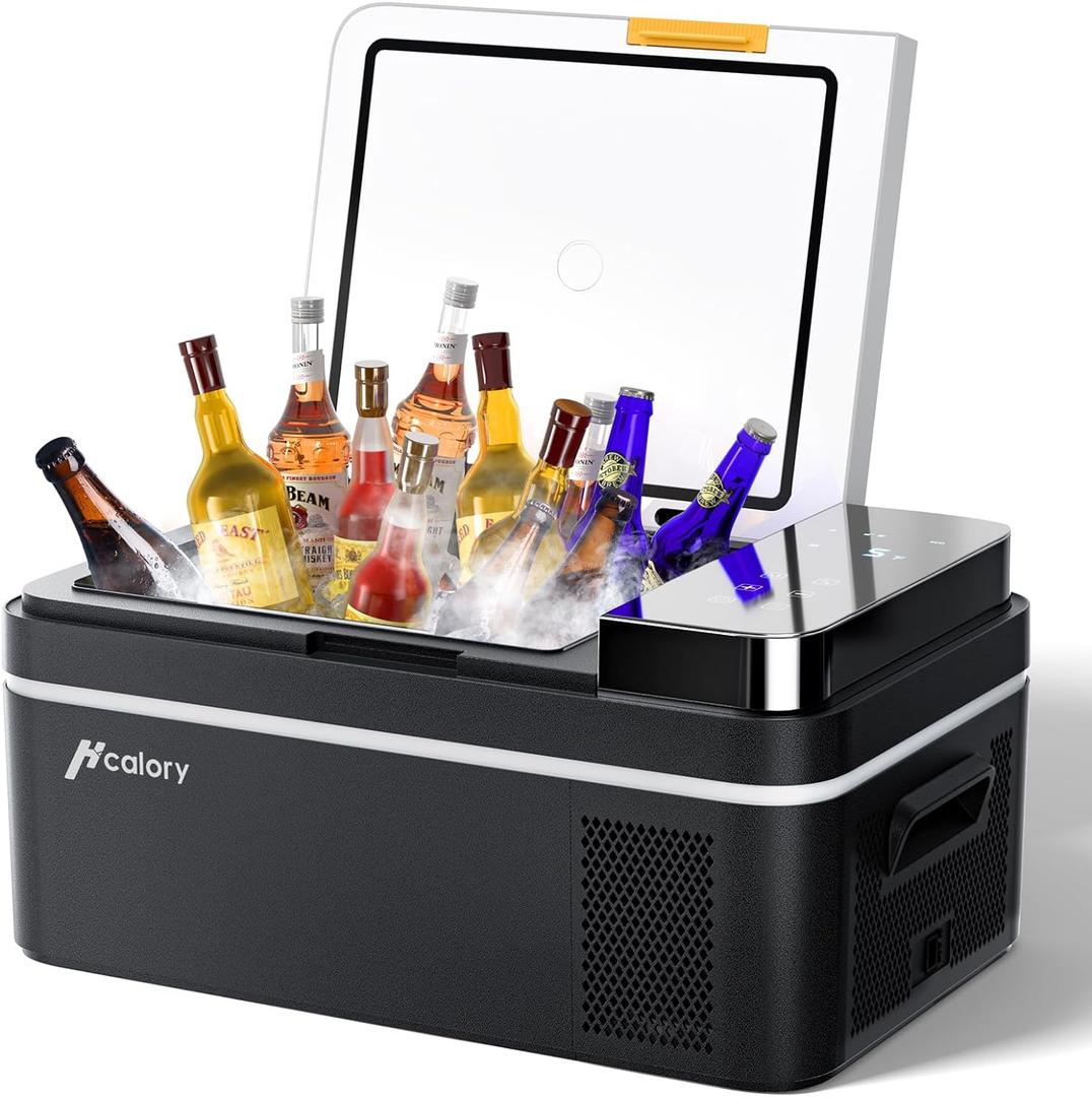 HCALORY 12 Volt Car Refrigerator, 22Quart Large Touchscreen Display Car Fridge, Portable Freezer with Compressor Mini Cooler (-4~68) with 12/24V DC & 110V AC for Camping, RV, Travel & Home (22QT)