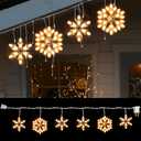 8.5 FT Snowflake Lights with 6 Drops, 100 Counts Clear Blubs Christmas String Lights, Plug in & Connectable Icicle Fairy Curtain Light Set for Xmas Home Indoor Outdoor Party Wedding Decorations
