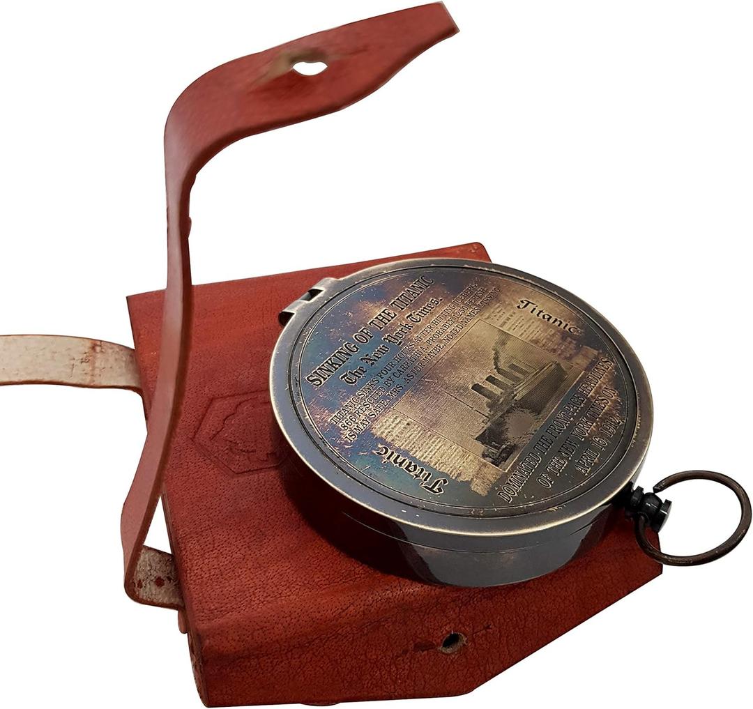 Nautical Compass Maritime Vintage Titanic Brass Magnetic Pocket Compass Functional Navigation Tool Home Table Decor Marine Ships