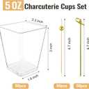 Kucoele 50 Sets 5oz Plastic Charcuterie Cups with Sticks, Disposable Fruit Cups for Party, Clear Appetizer Cups (50 Cups + 100 Cocktail Picks)