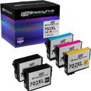 SPEEDYINKS Remanufactured Ink Cartridge Replacements for Epson 702XL High Yield (2 Black,1 Cyan,1 Magenta,1 Yellow, 5-Pack) Compatible with Epson Printer Workforce Pro WF-3720 WF3720 WF-3733