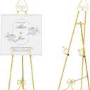 HAITRAL Gold Easel Stand for Sign,Adjustable Display Easel Stand with Chain Support,Heavy Duty Metal Easel for Wedding Sign,Art,Pictures,Paintings, 55" H Welcome Poster Stand Sign Holder Floor Dcor