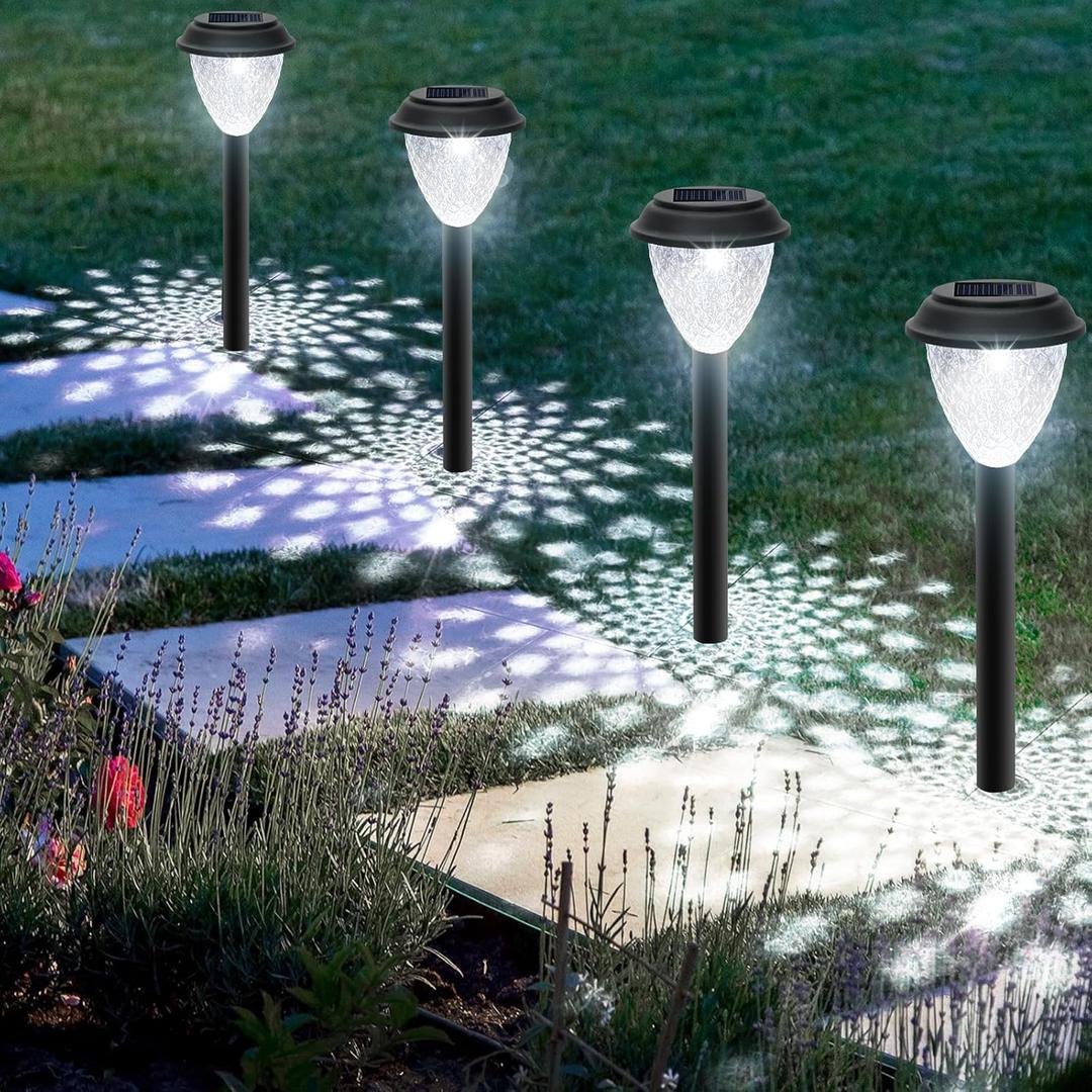 GOODFOEVER Solar Pathway Lights Outdoor, 10 Pack Solar Lights Outdoor Waterproof for Outside, Garden Decor for Yard, Patio, Landscape, Planter, Walkway, Driveway (Cold White)