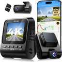 Dash Cam Front and Rear: 4K+1080P FHD Dual Dash Camera for Cars with Night Vision, 2 Channel HDR Dash Camera, 24H Parking Mode Car Camera, Built-in GPS, WiFi 6, Free 64GB Card (Black)