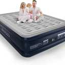 KNZZO Queen Air Mattress with Built-in Pump, 18" Top Inflatable Mattress with Waterproof Flocking Fabric, Three-Minute Quick-Inflatable Bed. Portable Blow Up Mattress for Home, Outdoor and Guests