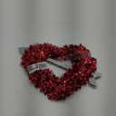 16 Inch Valentine Wreaths for Front Door Decor Red Tinsel Heart Shaped Wreaths with Foil Heart Love Garland Wall Hanging Sign for Valentine Wedding Party Window Mantel Decoration(2 Pcs)
