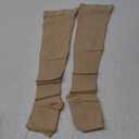 Truform 30-40 mmHg Compression Stockings for Men and Women, Thigh High Length, Dot-Top, Open Toe, Beige, Medium (Medium (1 Pair))