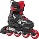 Rollerblade Microblade Kid's Adjustable Fitness Inline Skate, Junior, Youth Performance Inline Skates, Black/Red, 5-8 