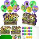 Cinrobiye 6 Set Mardi Gras Table Decorations Mardi Gras Balloon Table Centerpiece DIY New Orleans Topper Decor for Home School Fat Tuesday Masquerade Carnival Birthday Party Table Decor Supplies