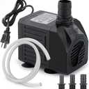 FREESEA Aquarium Submersible Fountain Pump: 30W 550GPH Adjustable Quiet Water Pumps with 7.2ft High Lift for Small Pond | Waterfall | Outdoor | Statuary | Hydroponic (550GPH with tubing) (Black)