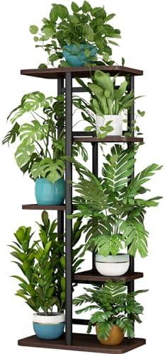 LINZINAR Plant Stand 5 Tier 6 Potted Indoor Plant Shelf Multiple Stands for Garden Corner Balcony Living Room