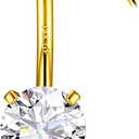 FIASASO 14G Surgical Steel G23 Titanium Sterling Silver 14K Gold Plated Belly Button Rings for Women Round Cubic Zirconia Navel Barbell Stud Hypoallergenic Body Piercing Jewelry (10mm-Universal)