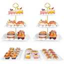 5 Pcs Dessert Table Display Set - 2 Pcs 3-Tier Dessert Display Stands & 3 Pcs Serving Tray - Dessert Trays Dessert Stands Treat Table Displays Set for Tea Parties,Birthdays & Baby Showers