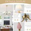Blue Chandelier for Bedroom Light Fixture, Brushed Gold Art Deco Chandelier with Fabric Shade,Antique Modern Chandeliers paired with Ceramic for Girls Bedroom，Living Room，Dining Room, 28.4X 28.4 X63.4 Inches