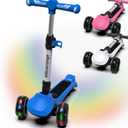 Elecorange T200/T500 Balance Electric Scooter for Kids Age 4-9, 2 Types Front Wheels, Electric Horn, Full Body Lights Up, Wide Deck, 5Mph Safe Speed, 70min Riding, Foldable Kick Scooter Boys & Girl (T200-Entry level, Blue)