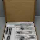 49-Piece Hammered Silverware Set with Organizer, Heavy Duty Stainless Steel Flatware for 8, Cutlery Utensil Sets with Steak Knives, Rust-proof, Mirror Polished, Dishwasher Safe