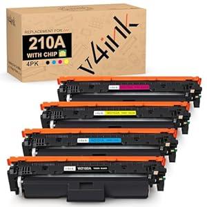 V4ink 210A W2100A Toner Cartridge (with Chip) Compatible Replacement for HP 210A W2100A W2101A W2102A W2103A for HP Color Pro 4201dw 4201dn MFP 4301fdw 4301fdn 4301dn 4301dw Printer Toner, 4-Pack