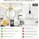 8 inch Modern Gold Pendant Light Fixtures, Mid Century Globe Pendant Lights with Clear Glass, 1 Light Hanging Lights for Kitchen Island, Bathroom, Dining Room (1 Pack), PL101BG-L