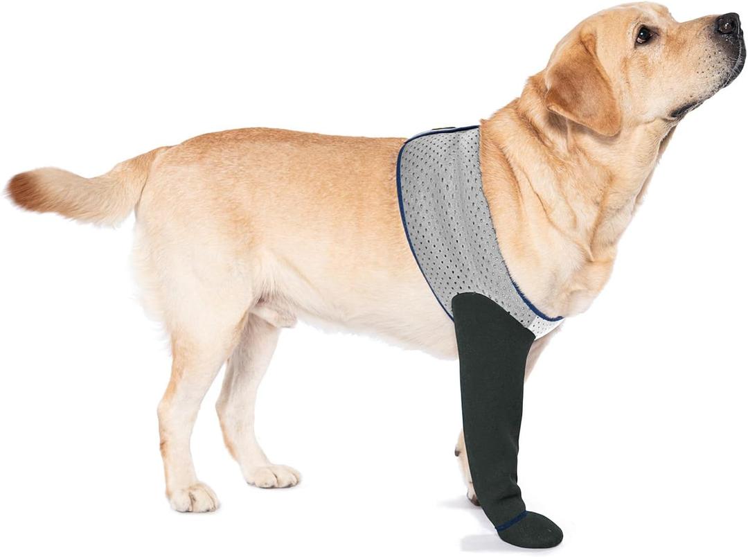 COODEO Dog Socks to Prevent Licking Paws, Healing Boots & Paw Protectors with Non-Slip Bottoms for Wound Protection, Waterproof Sleeve Shoes for Licking Grey XL_Right