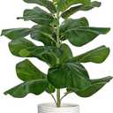 BESAMENATURE Artificial Fiddle Leaf Fig Tree/Faux Ficus Lyrata for Home Office Decoration, 30.5" Tall, with Cotton Rope Basket (White and Brown Basket)