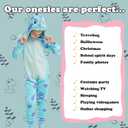 Kids Flannel Animal Onesie Costume Halloween Dress up Christmas for Girls and Boys (8 Years, Blue Dinosaur)