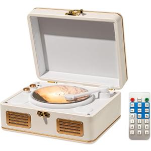 MANAYO Retro Portable CD Player with Bluetooth, Rechargeable Small Portable CD Player with Speakers, Support AUX/USB CD Music Player with Remote Control (Beige)