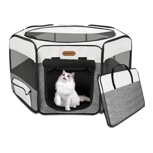Dog Playpen, Portable Pet Play Pen Foldable Carrying Case, Puppy Pens Outsid for Small Cat Indoor/Outdoor, Removable Mesh Shade Cover