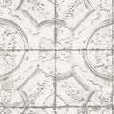InHome NHS3711 Newport Tin Tile Peel Stick Wallpaper, White & Off-White (20.5" x 198")