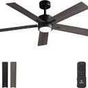 Ceiling Fan with Light Remote: 52 Inch Modern Bedroom Fans with Dimmable Tri-Color Temperature LED - Quiet Reversible DC Motor - Indoor Outdoor