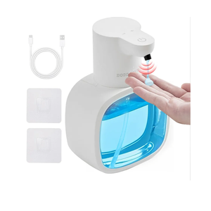 Automatic Liquid Soap Dispenser, 17oz/500ml Touchless Rechargeable with 4-Level Adjustable & IPX5 Waterproof - Level Display for Wall/Tabletop Use in Bathroom, Kitchen, White