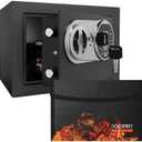Goldenkey Small Fireproof Safe Box for Home Use, Digital kids Money Safe for Cash and Coin with Keys&Code, Mini Safe Box for Home, House, Hotel, 6.69"D x 9.05"W x 6.69"H, 0.236 Cu.Ft.
