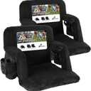 Sportneer Bleacher Chairs with Back and Cushion: 2.8" Thick Comfy Corduroy 6-Position Reclining Stadium Seats with 2 Large Pockets & 2 Cup Holders, Bleacher Seats for Outdoor Events - 2 Packs, 20.5"