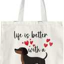 Dog Lovers Women's Reusable Canvas Tote Bag for Dog Owners